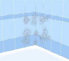 moho en los azulejos del baño moho en la ducha. . ilustración vectorial vector