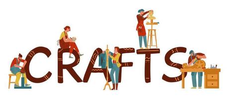 banner de vector de concepto de artesanía. artesanos y aficiones creativas.