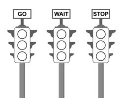 set of three traffic light outline for coloring book vector