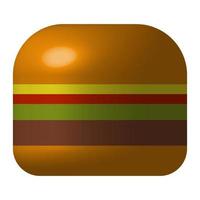 3d style shiny simple burger icon on white background isolated vector