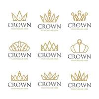 Gold Crown Logo Set vector