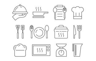 conjunto de iconos de cocina de chef vector