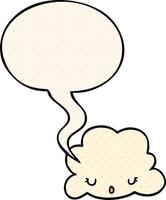 cute cartoon cloud and speech bubble in comic book style vector