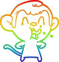 rainbow gradient line drawing crazy cartoon monkey vector