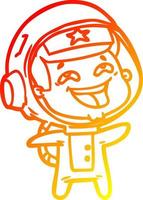 warm gradient line drawing cartoon laughing astronaut vector