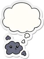 cute cartoon cloud and thought bubble as a printed sticker vector