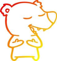 warm gradient line drawing cartoon bear vector