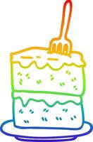 rainbow gradient line drawing cartoon slice of cake vector