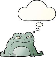cartoon toad and thought bubble in smooth gradient style vector