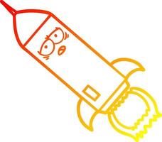 warm gradient line drawing cartoon rocket vector