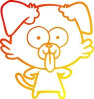warm gradient line drawing cartoon dog with tongue sticking out vector