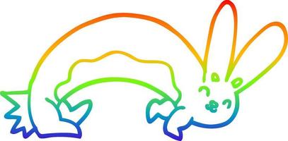 rainbow gradient line drawing funny cartoon rabbit vector