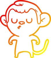 warm gradient line drawing cartoon monkey vector