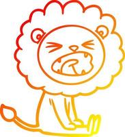warm gradient line drawing cartoon angry lion vector