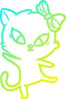 cold gradient line drawing cartoon cat vector