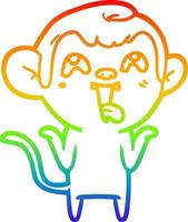 rainbow gradient line drawing crazy cartoon monkey vector