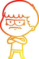 warm gradient line drawing cartoon annoyed man vector