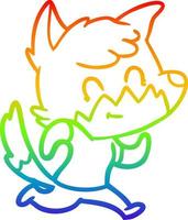 rainbow gradient line drawing cartoon friendly fox vector