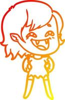 warm gradient line drawing cartoon laughing vampire girl vector