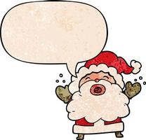 cartoon santa claus shouting in frustration and speech bubble in retro texture style vector