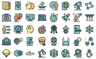 Commitment to innovation icons set vector flat