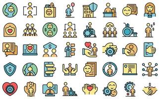 Social worker icons set vector flat