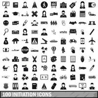 100 initiation icons set, simple style vector