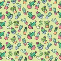 Cactus pattern seamless, cartoon style vector