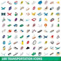100 iconos de transporte, estilo isométrico 3d