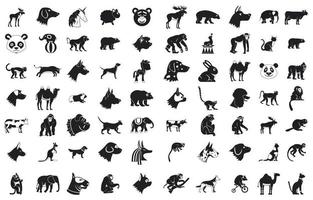 conjunto de iconos de animales, estilo simple vector