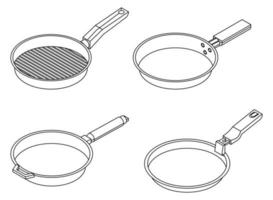 Griddle pan icon set vector outine