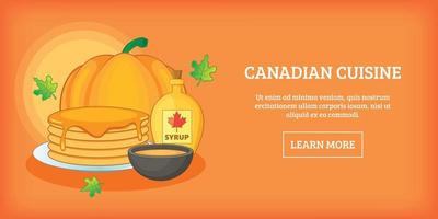 Canadian cuisine horizontal banner, cartoon style vector