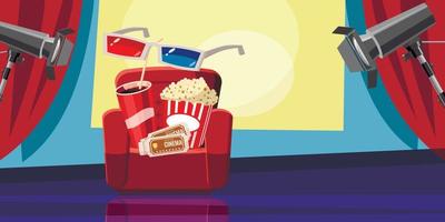 Cinema movie corn icons set, cartoon style vector