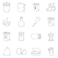 Garbage items icon set outline vector