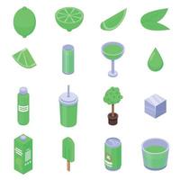 Lime icons set, isometric style vector