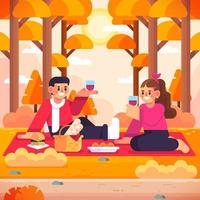 Picnic In The Autumnal Scenery vector