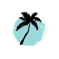 Hand drawn palm tree. Circle summer design. Vector illustration