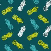 Colorful hand drawn pineapple seamless pattern. Vector illustration.