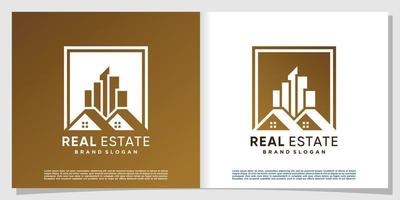 Real estate logo with creative modern style Premium Vector