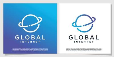 Global tech logo with creative concept Premium Vector