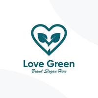 Love green logo with creative unique concept Premium Vector