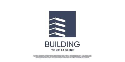 Building logo design with simple creative style Premium Vector