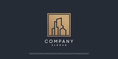 logotipo de construcción con vector premium de estilo dorado y de línea parte 3