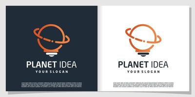 Planet logo with idea tech concept Premium Vector