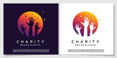 Charity logo with circle and star concept Premium Vector