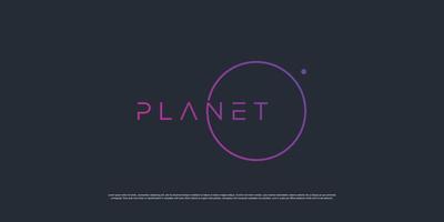 logotipo de planeta minimalista con concepto de arte de línea circular vector premium