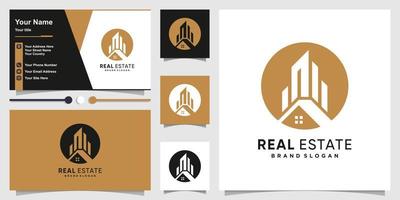 Real estate logo with modern unique style Premium Vector