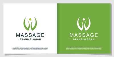 Natural massage logo design with creative concept Premium Vector
