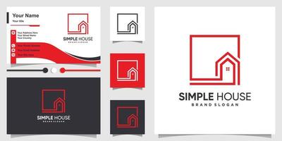 diseño de logotipo de casa simple con vector premium de estilo de línea