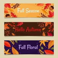 conjunto de banner floral de otoño vector